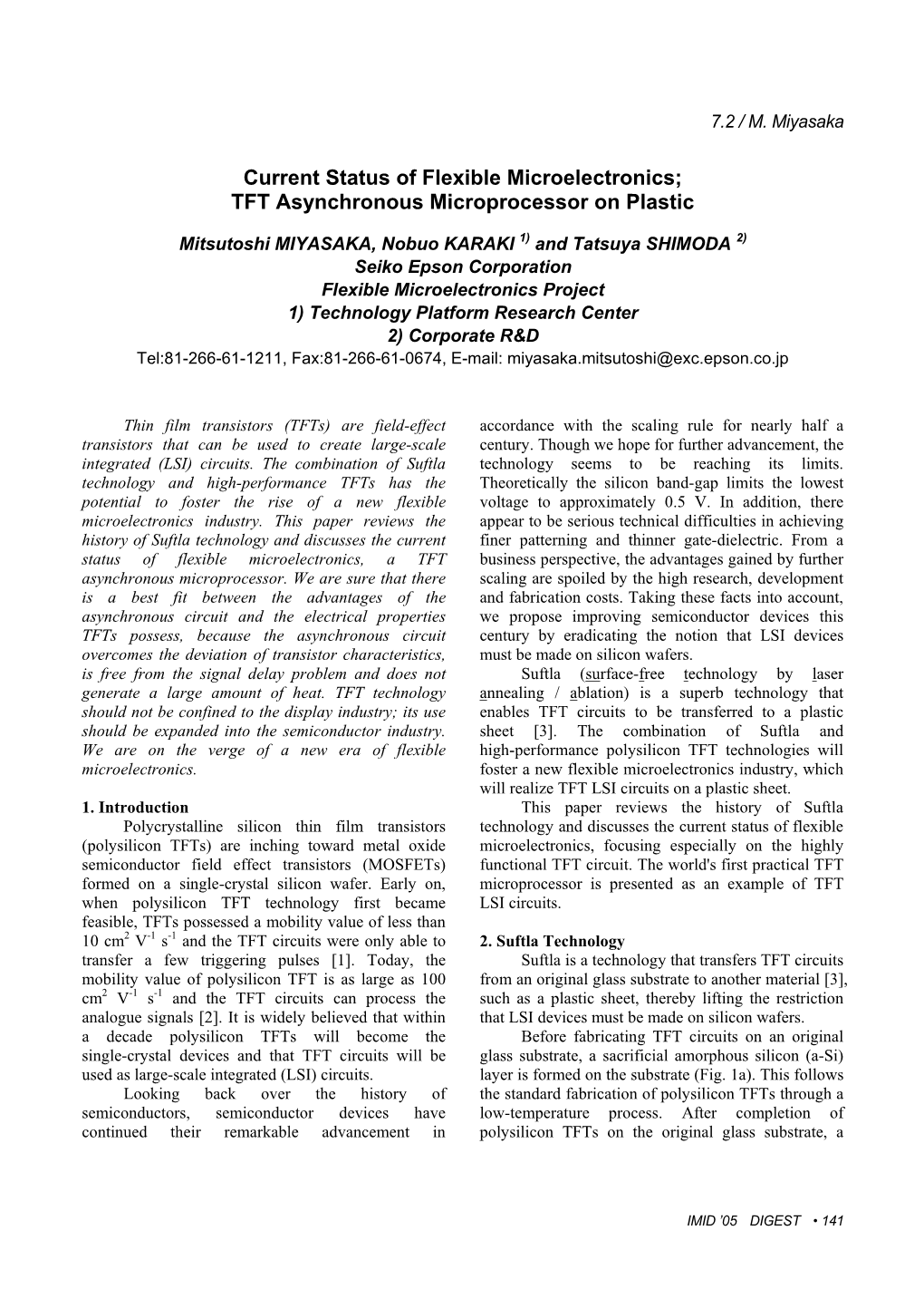 TFT Asynchronous Microprocessor on Plastic