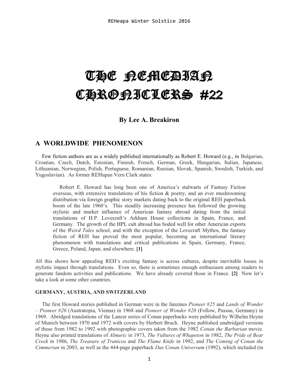 The Nemedian Chroniclers #22 [WS16]