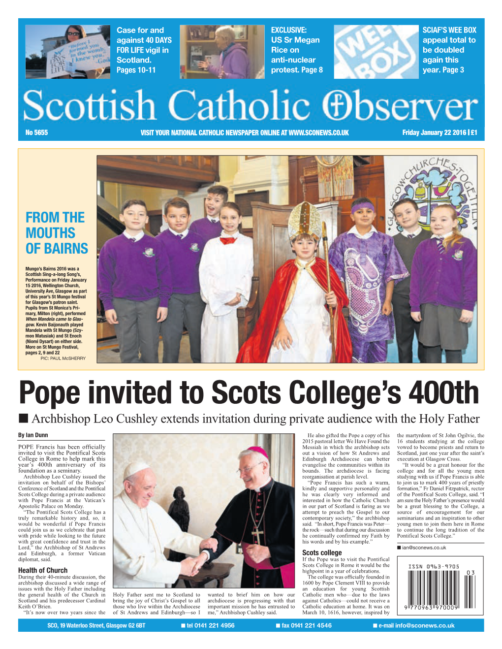 Pope Invited to Scots College's 400Th