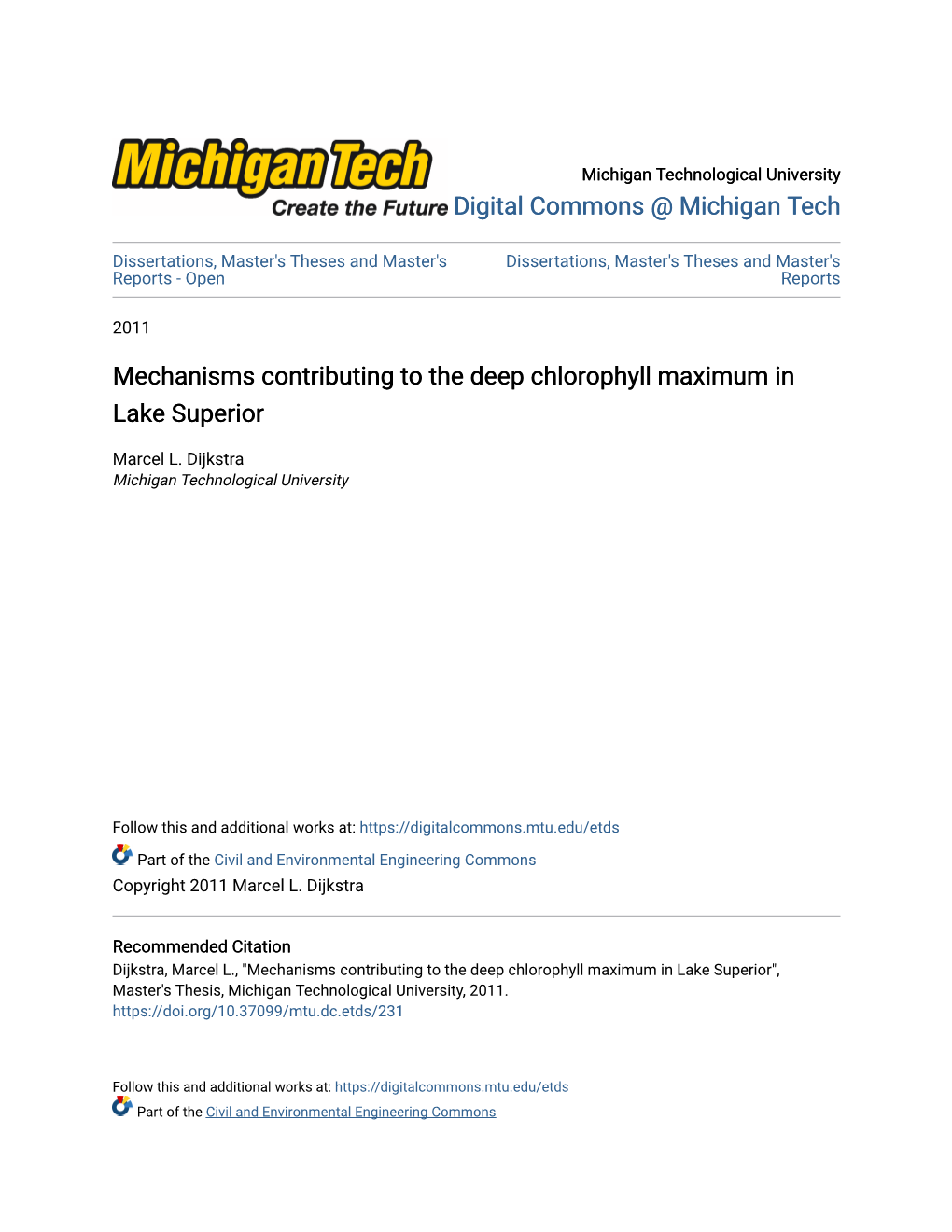 Mechanisms Contributing to the Deep Chlorophyll Maximum in Lake Superior