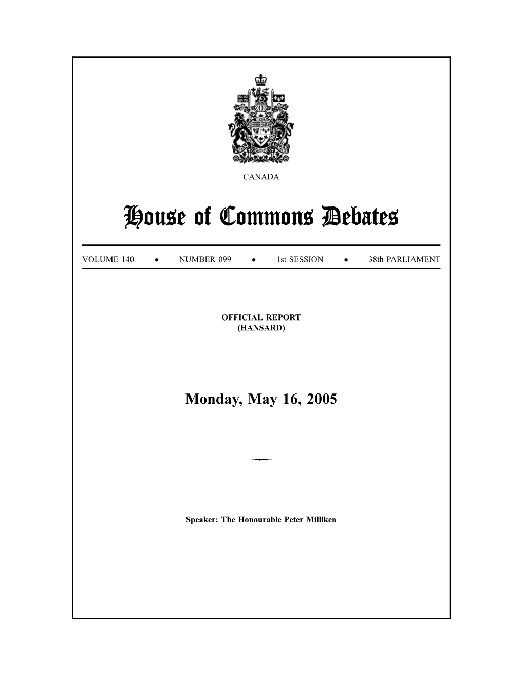 House of Commons Debates