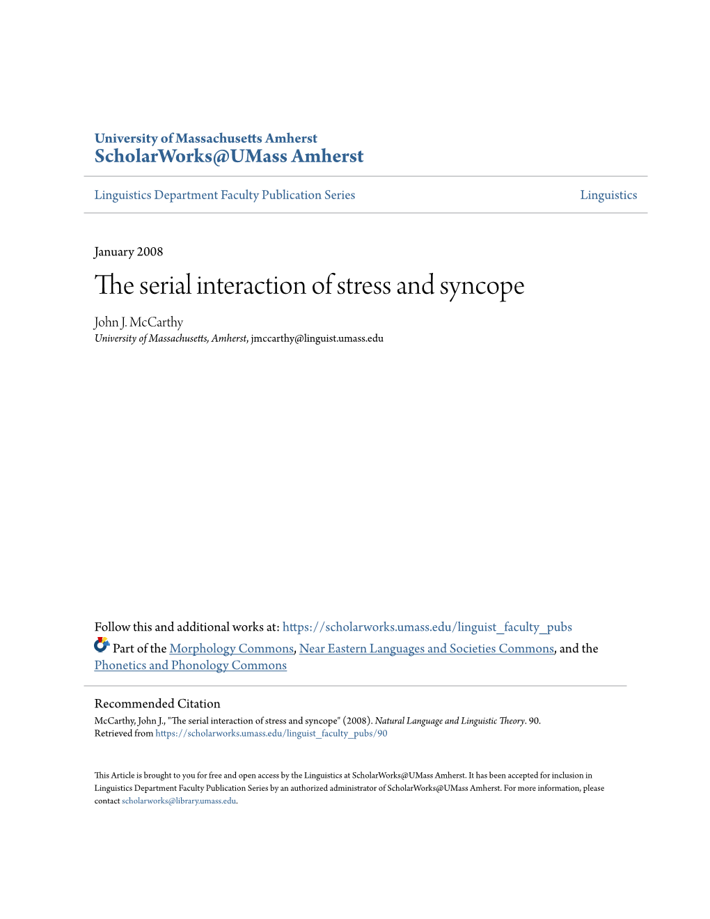 The Serial Interaction of Stress and Syncope John J