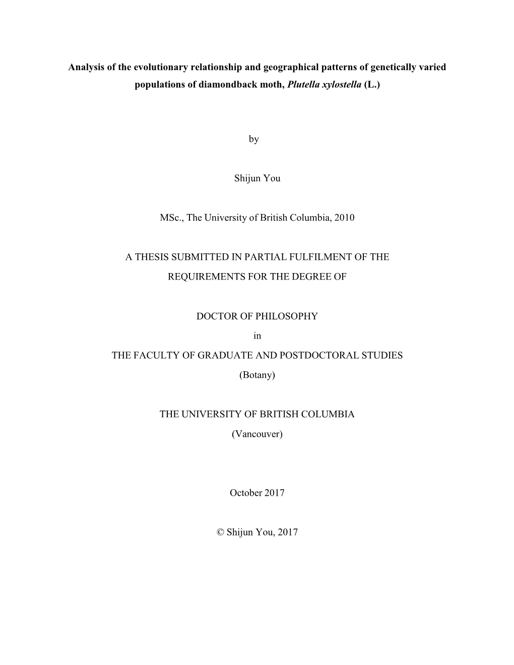 Analysis of the Evolutionary Relationship and Geographical Patterns of Genetically Varied Populations of Diamondback Moth, Plutella Xylostella (L.)