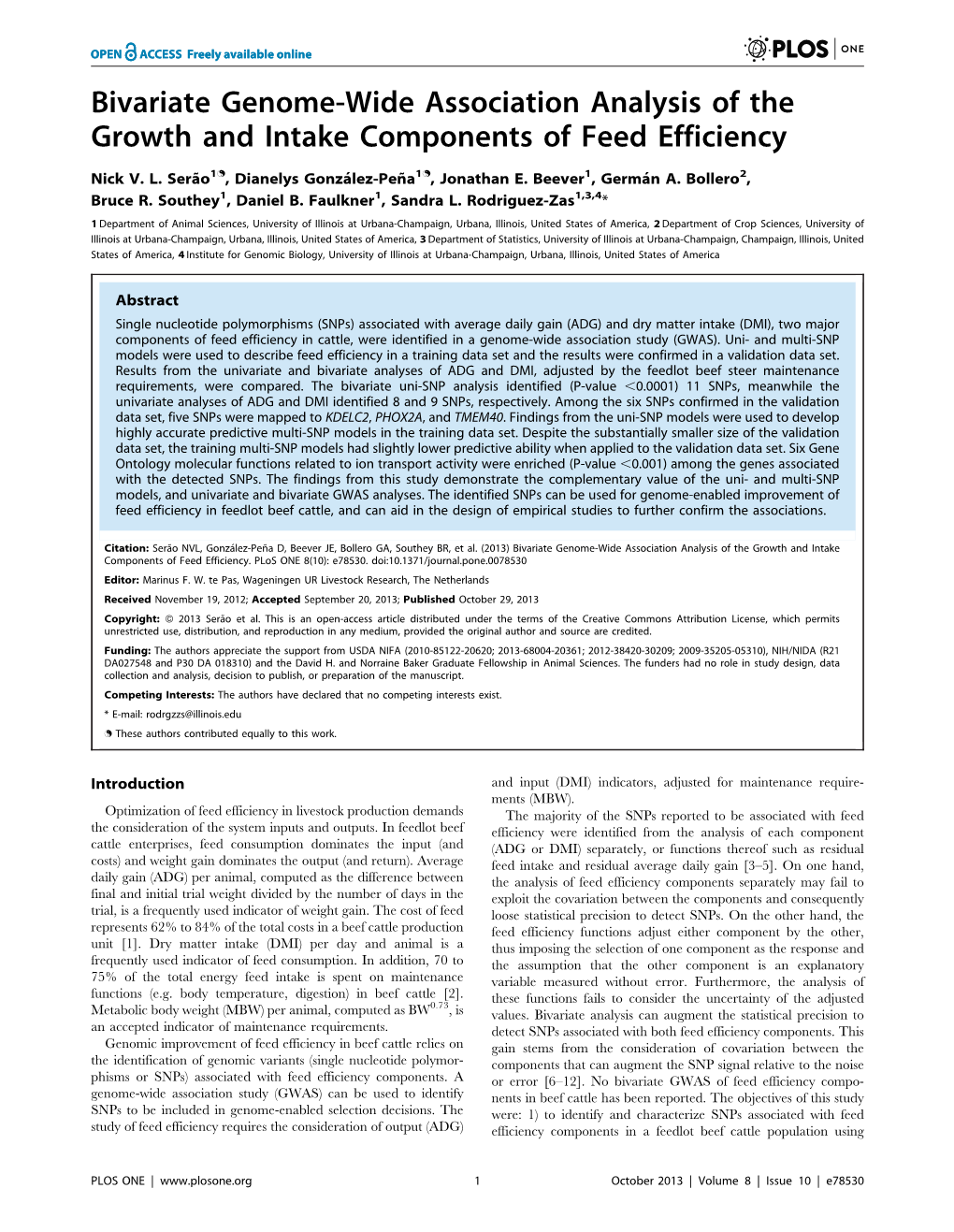 Bivariate Genome-Wide Association Analysis of the Growth and Intake Components of Feed Efficiency