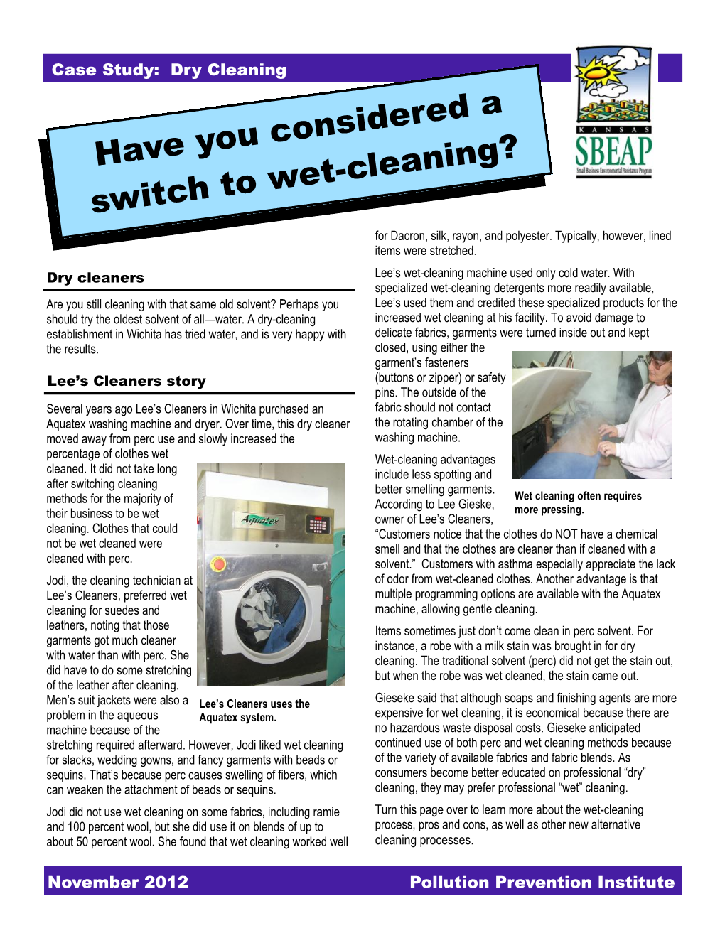 Have You Considered a Switch to Wet-Cleaning?