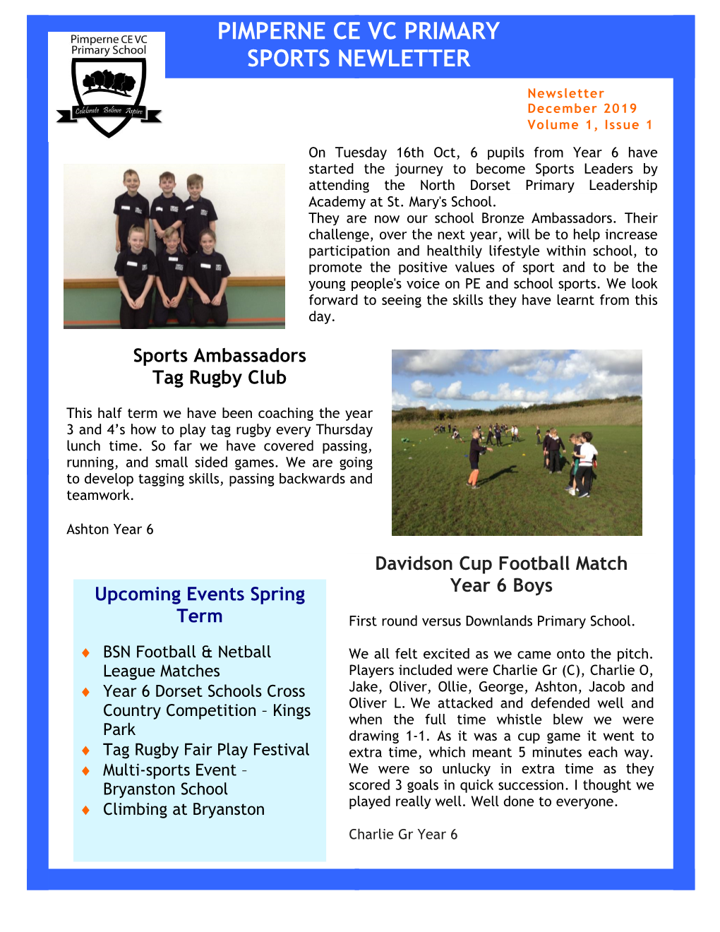 Sports Newsletter December 2019