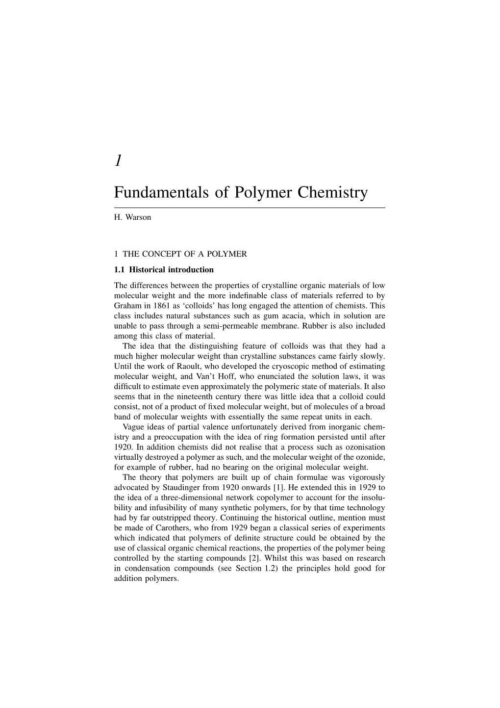 1 Fundamentals of Polymer Chemistry