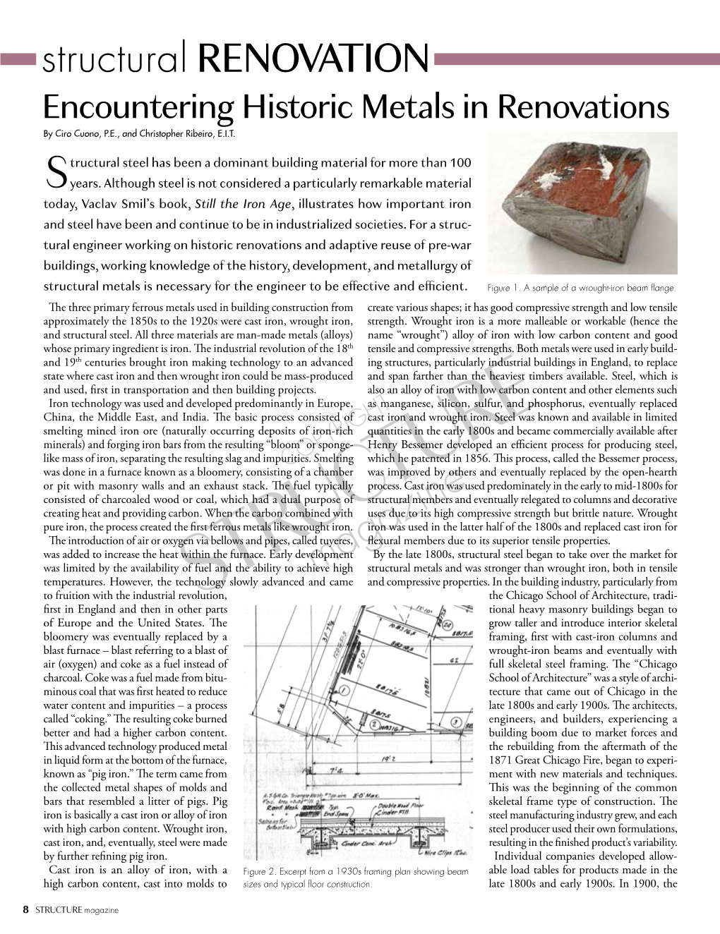 Structural RENOVATION Encountering Historic Metals in Renovations by Ciro Cuono, P.E., and Christopher Ribeiro, E.I.T