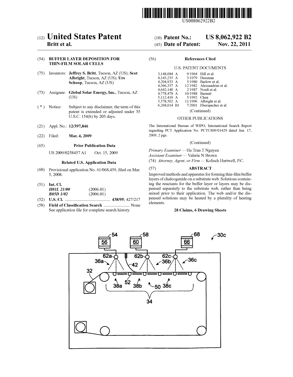 (12) United States Patent (10) Patent No.: US 8,062.922 B2 Britt Et Al
