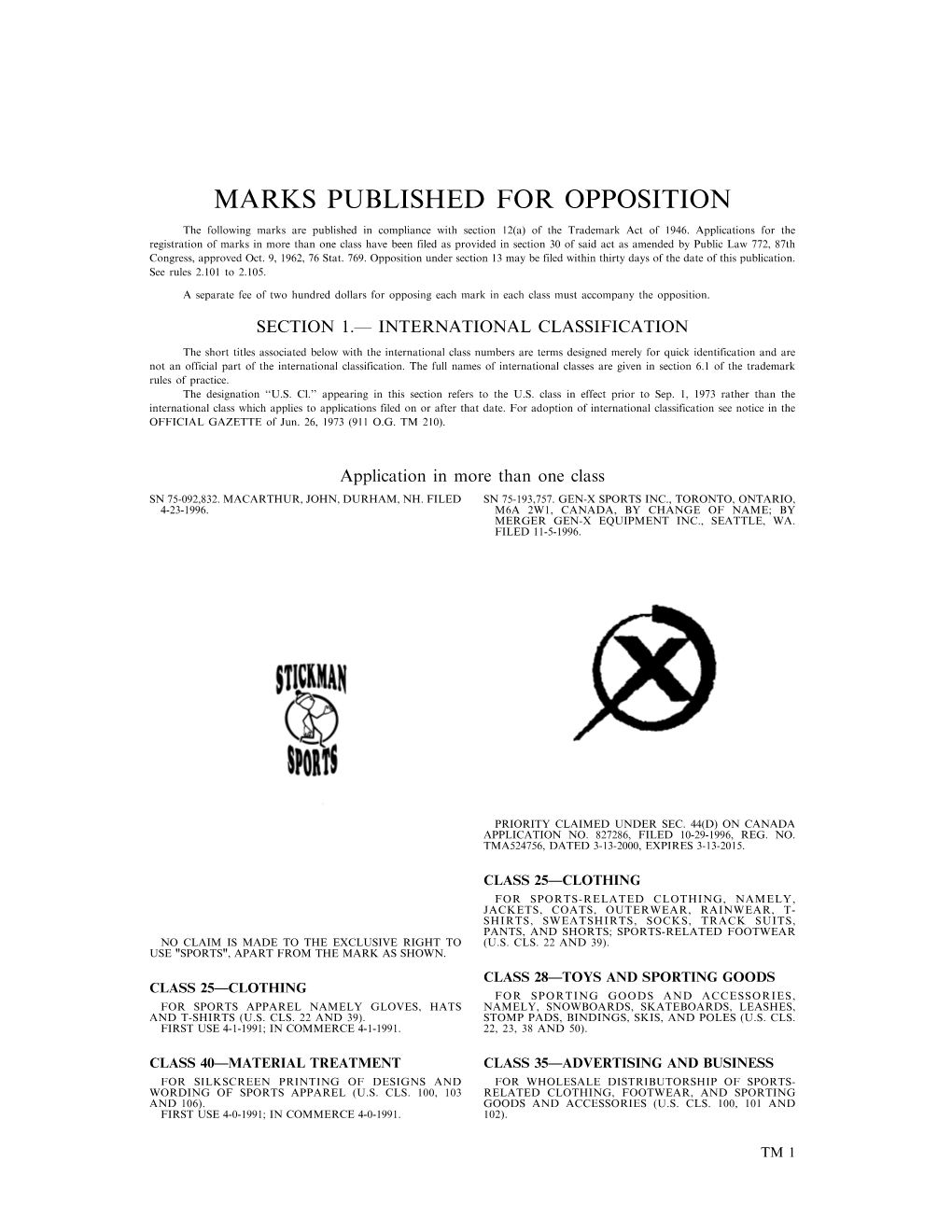 Marks Published for Opposition