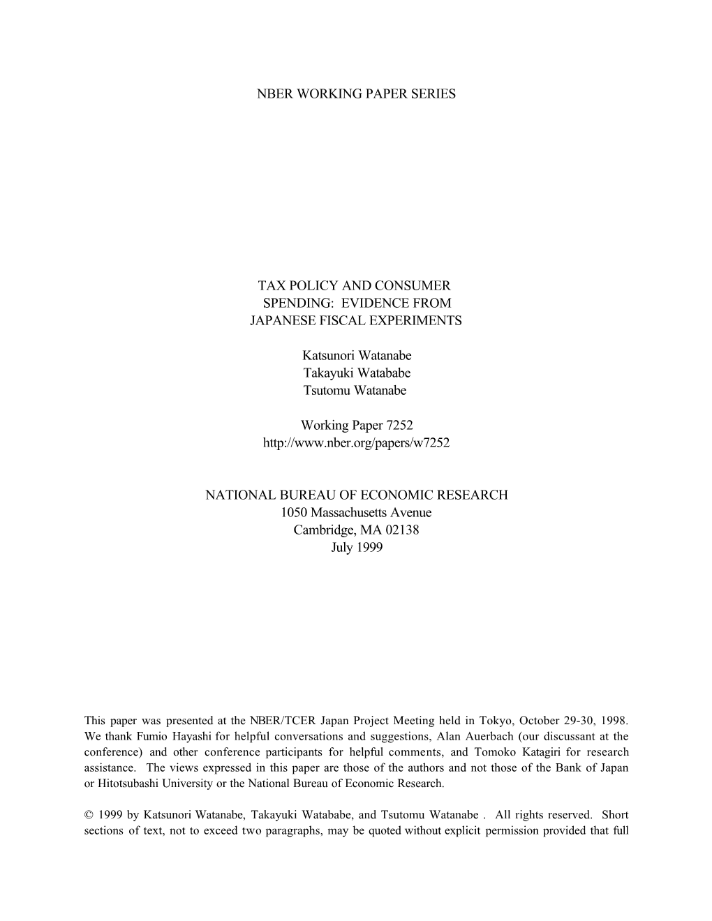 Tax Policy and Consumer Spending: Evidence from Japanese Fiscal Experiments