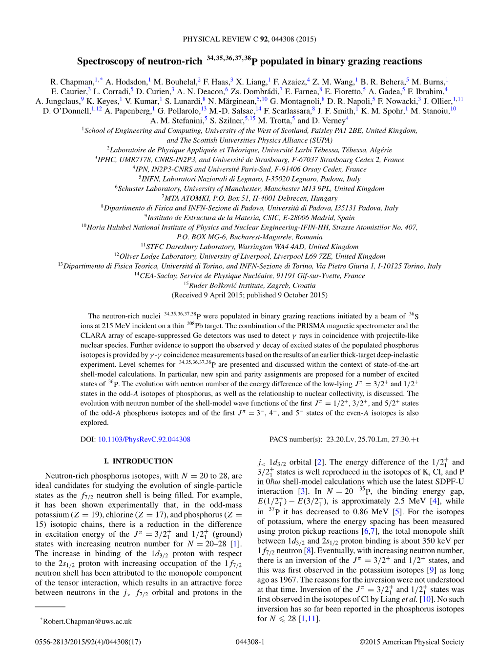 Spectroscopy of Neutron-Rich 34,35,36,37,38 P Populated In