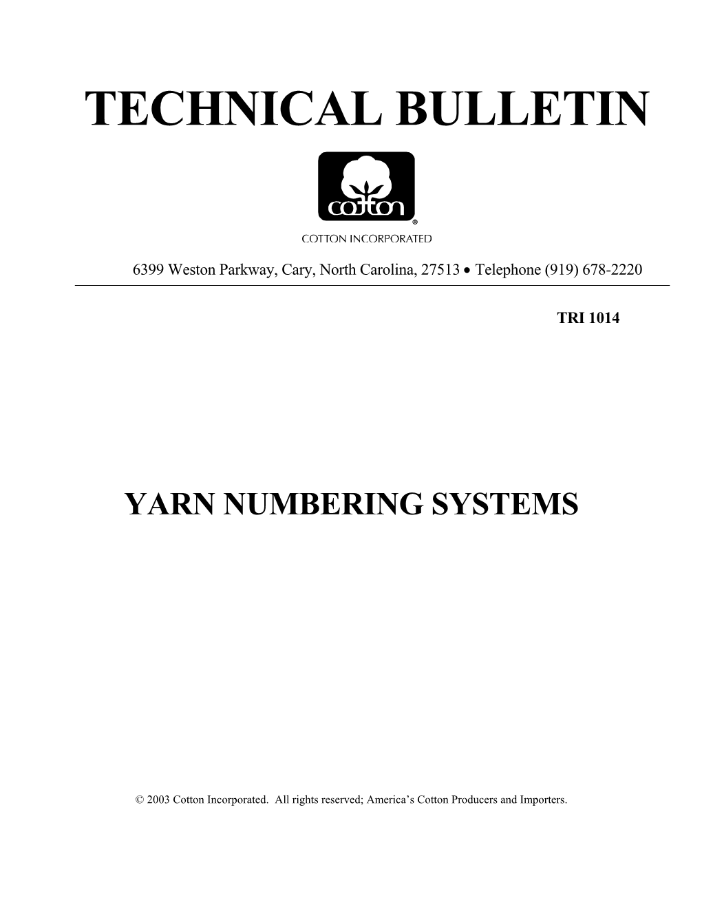 Yarn Numbering Systems