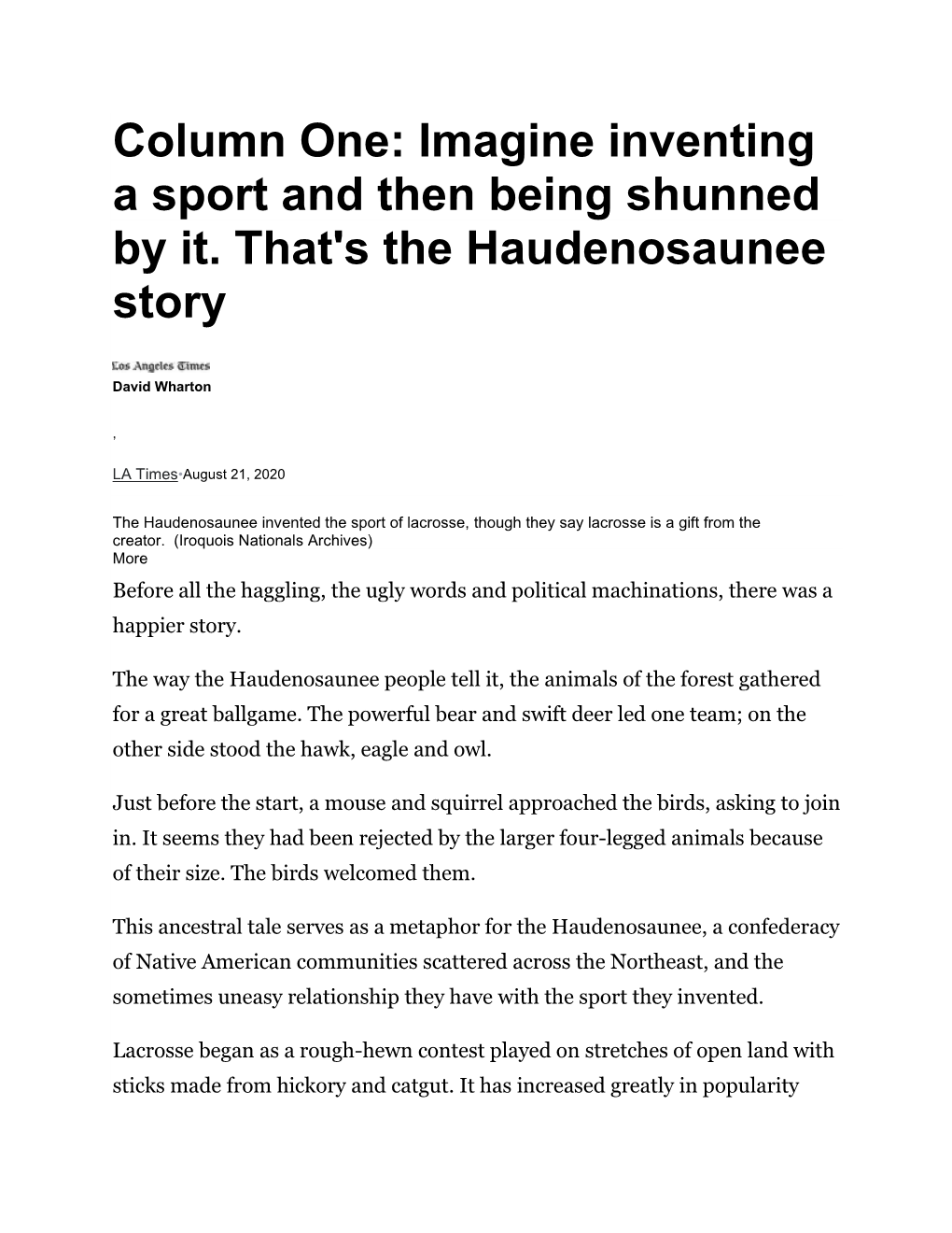 The Haudenosaunee Story