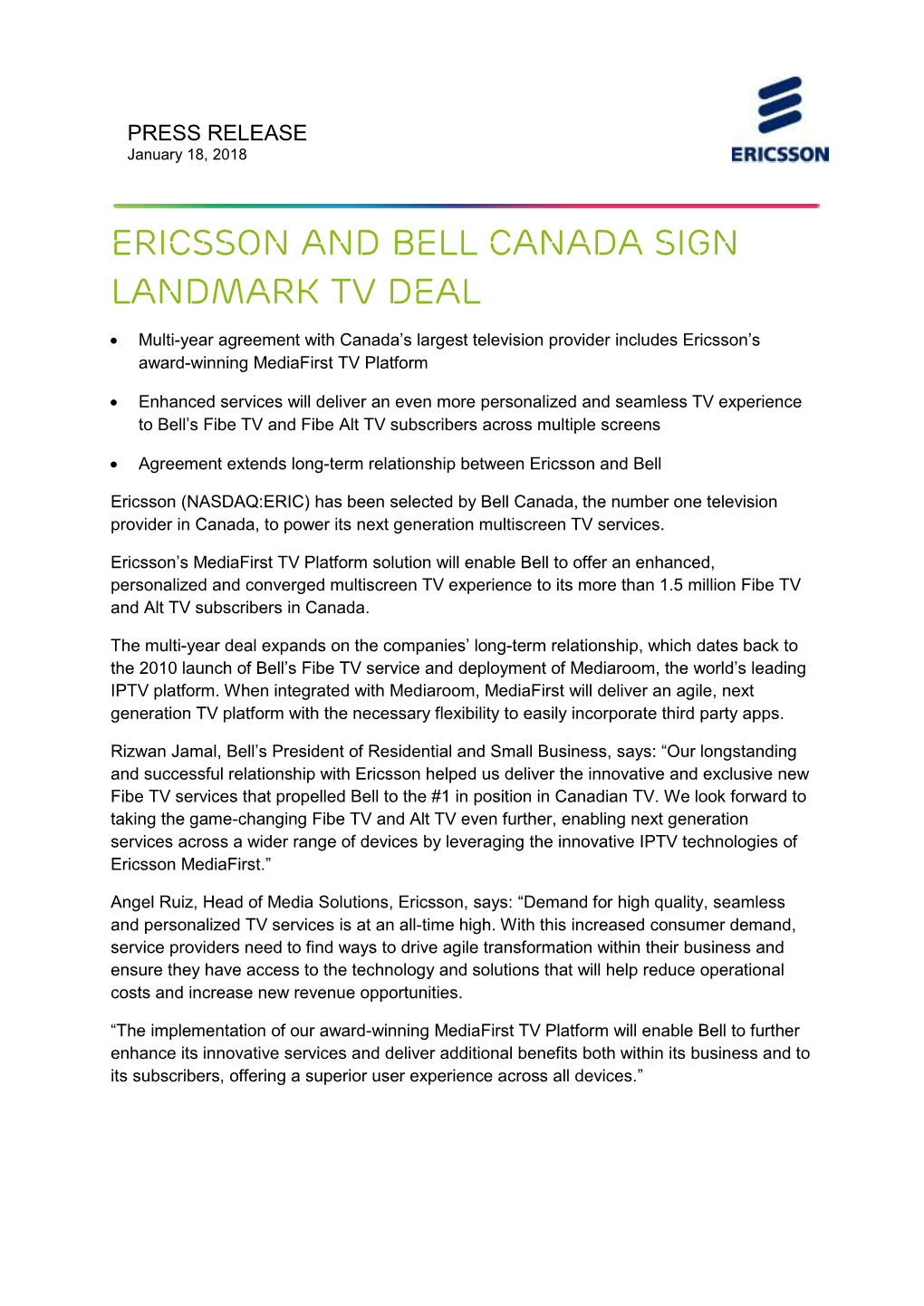 Press Release Ericsson