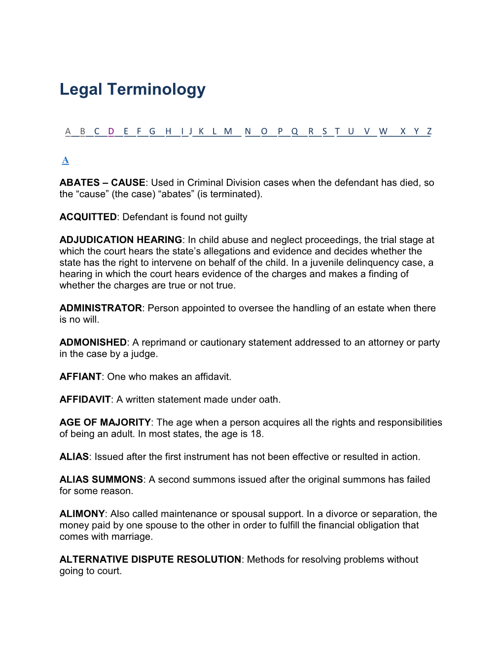 Legal Terminology