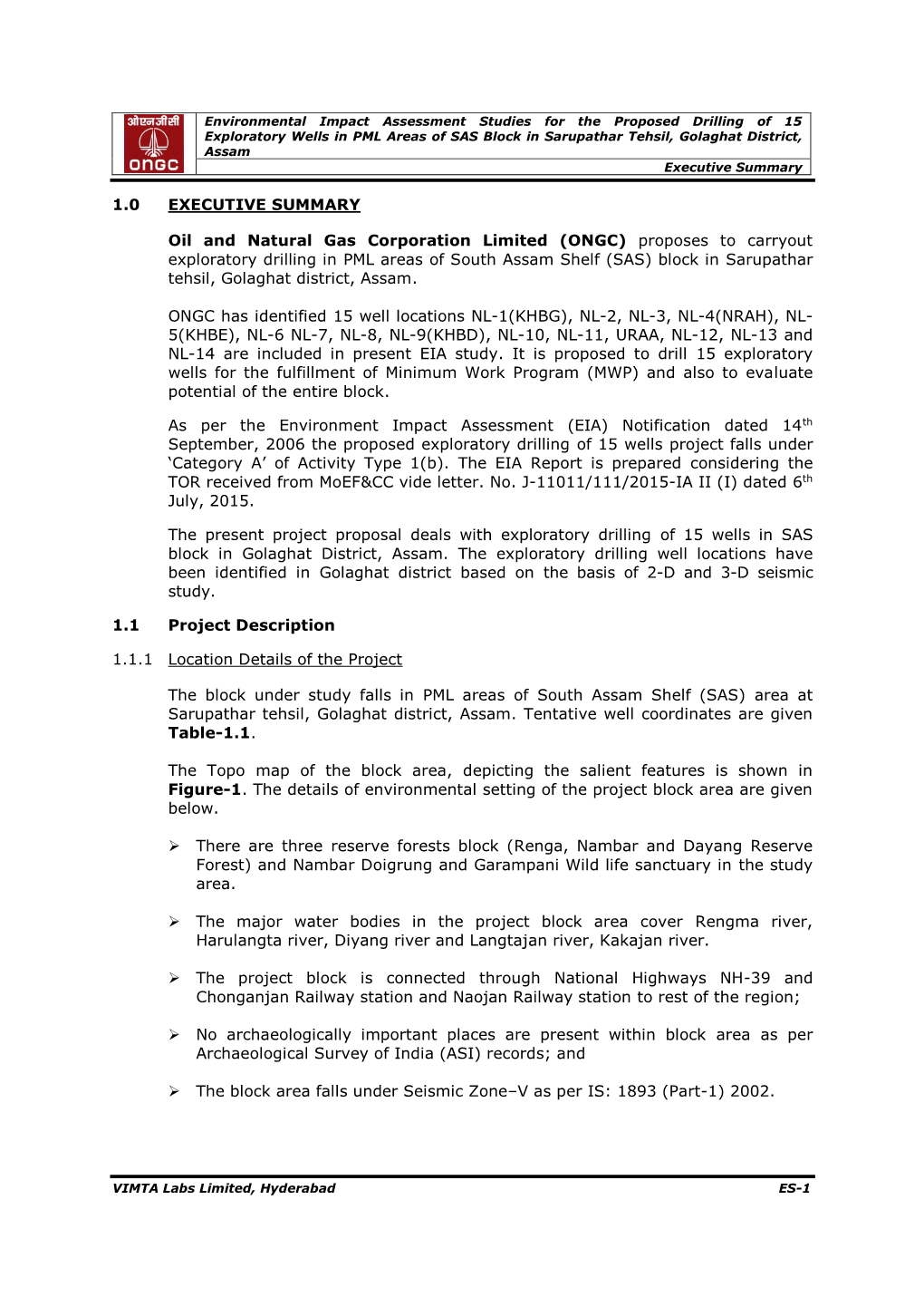 (ONGC) Proposes to Carryout Exploratory Drilling in PML Areas of South Assam Shelf (SAS) Block in Sarupathar Tehsil, Golaghat District, Assam