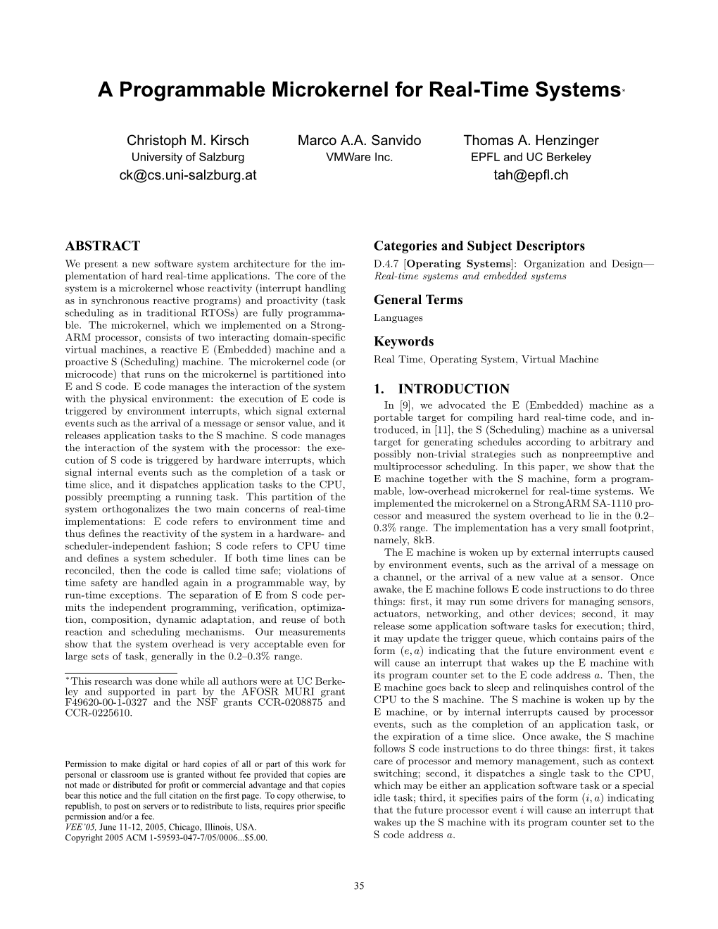 A Programmable Microkernel for Real-Time Systems∗