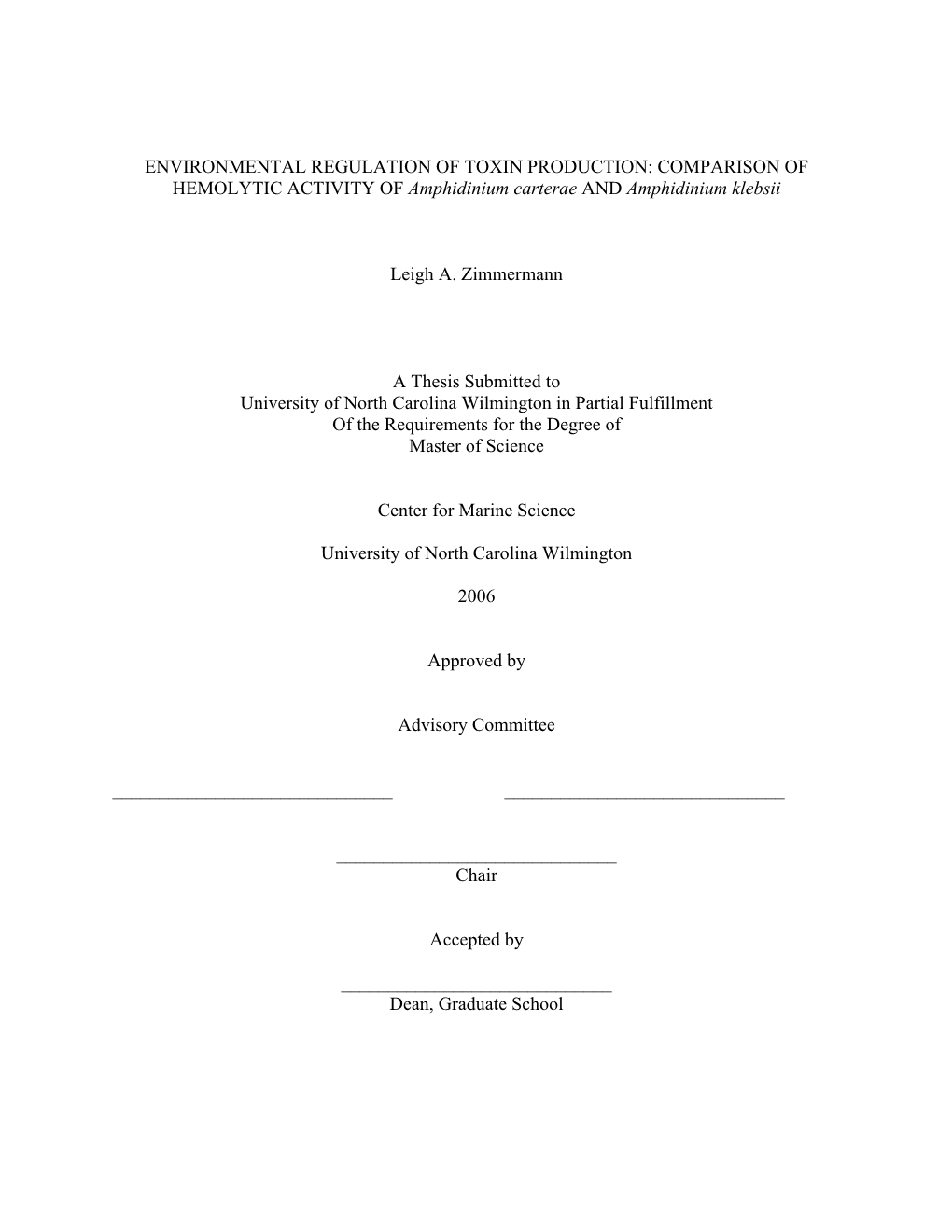 COMPARISON of HEMOLYTIC ACTIVITY of Amphidinium Carterae and Amphidinium Klebsii