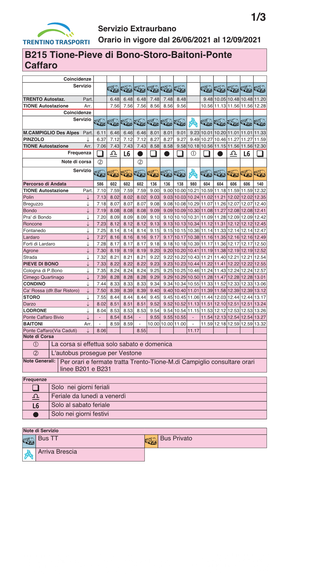 B215 Tione-Pieve Di Bono-Storo-Baitoni-Ponte Caffaro