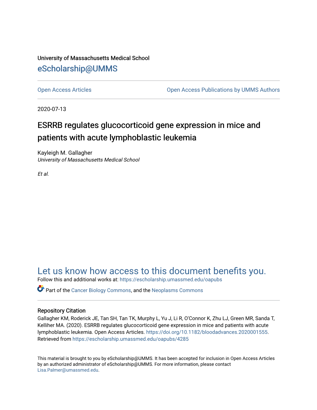 ESRRB Regulates Glucocorticoid Gene Expression in Mice and Patients with Acute Lymphoblastic Leukemia