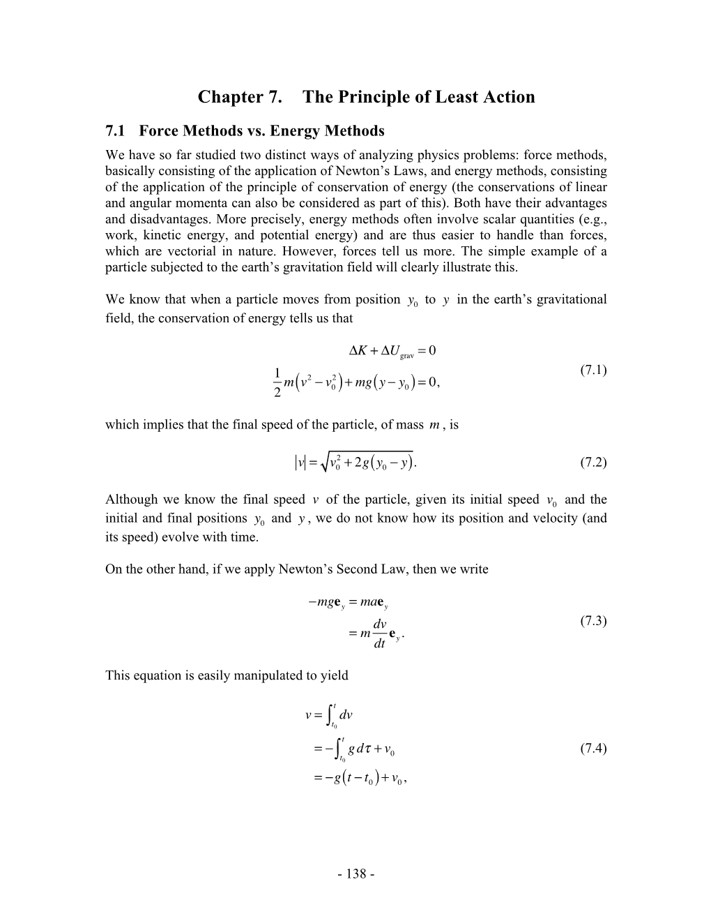 Chapter 7. the Principle of Least Action