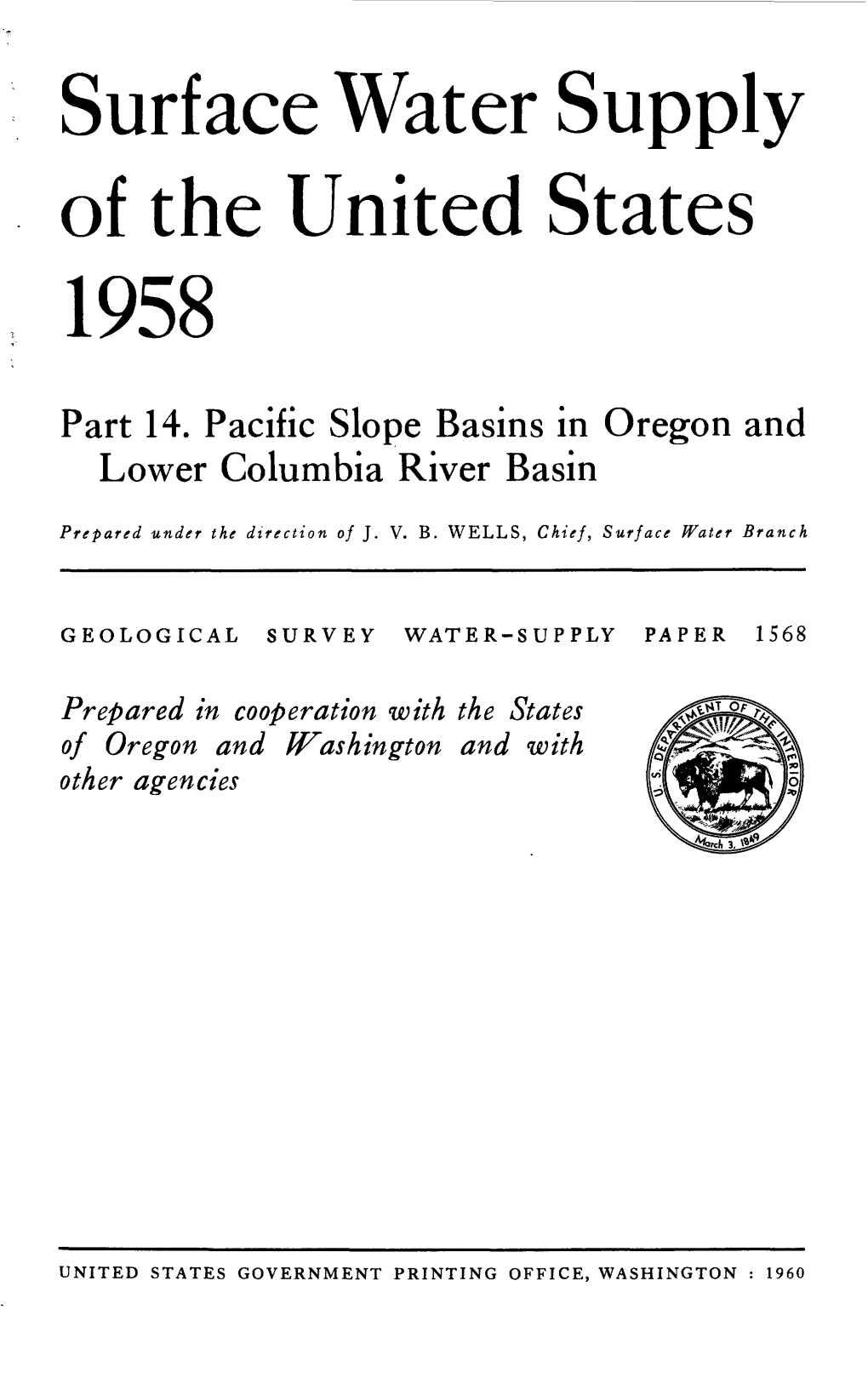 Surface Water Supply of the United States 1958