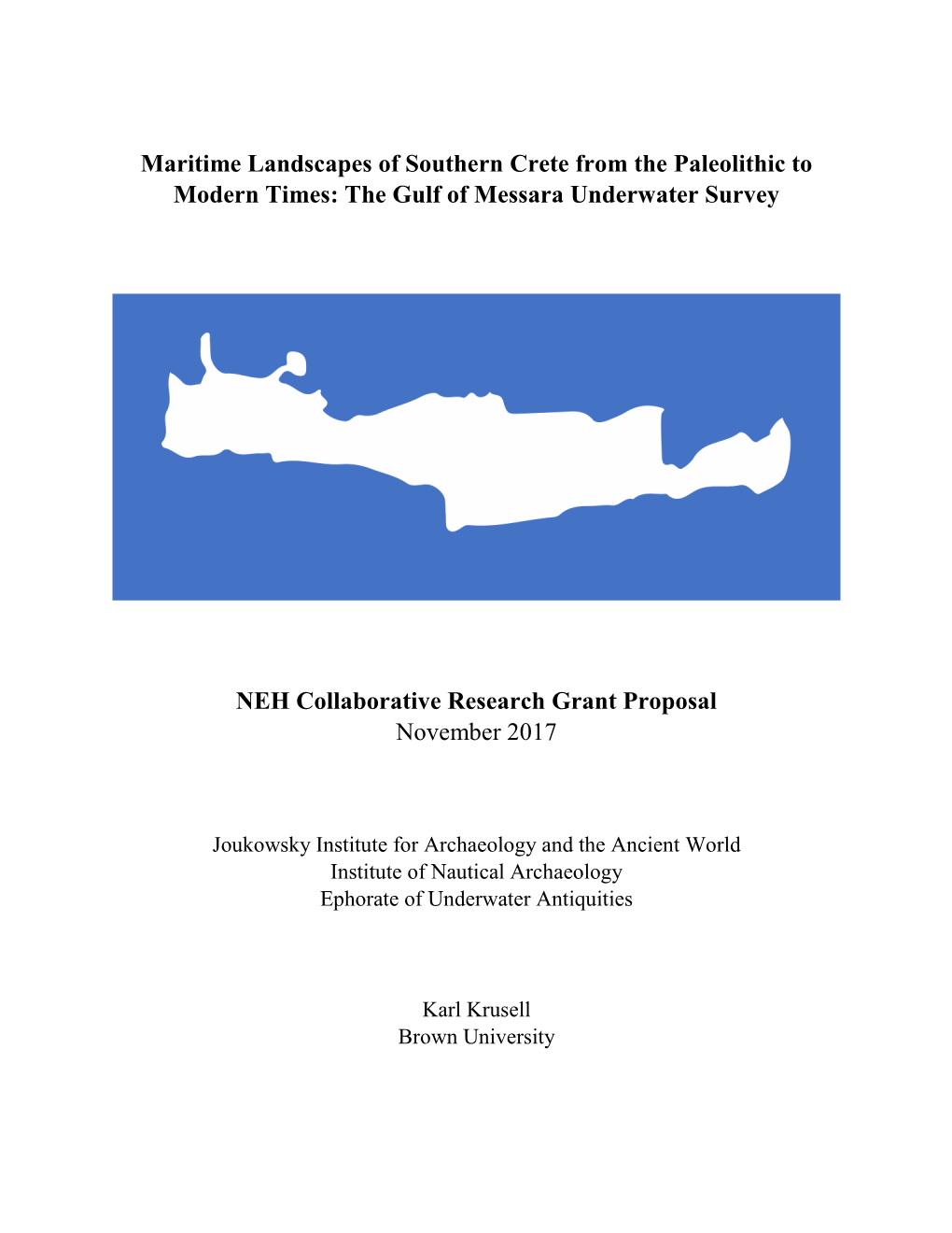 The Gulf of Messara Underwater Survey NEH Collaborat