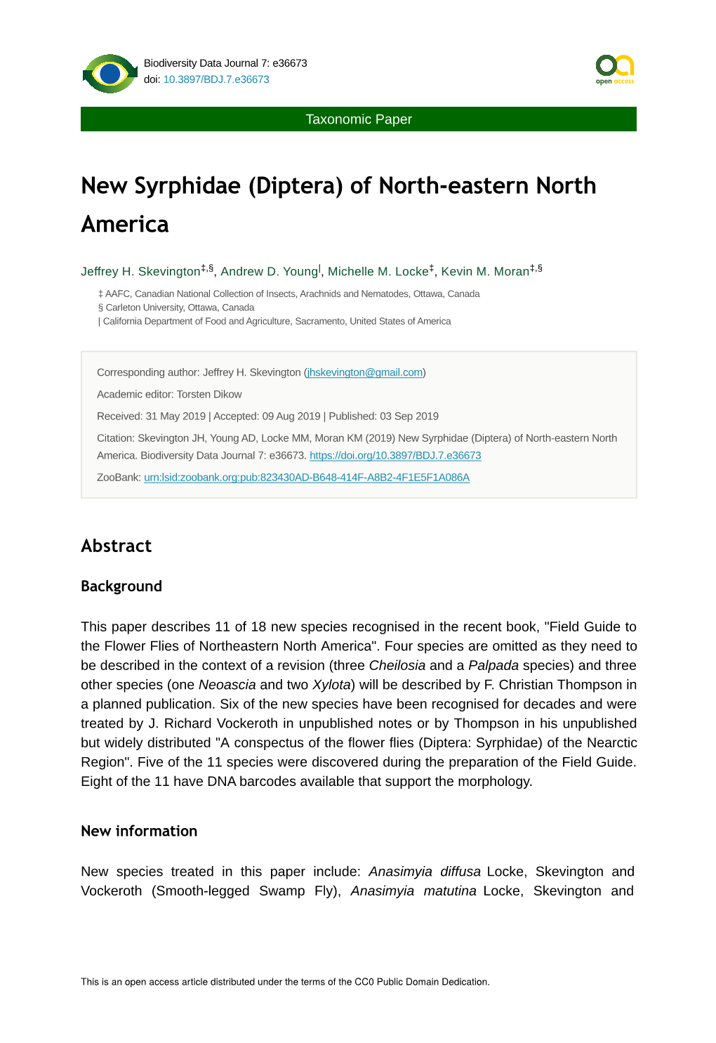 Diptera) of North-Eastern North America