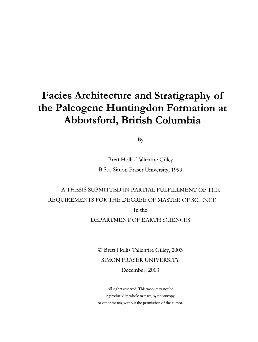 Facies Architecture and Stratigraphy of the Paleogene Huntingdon Formation at Abbotsford, British Columbia