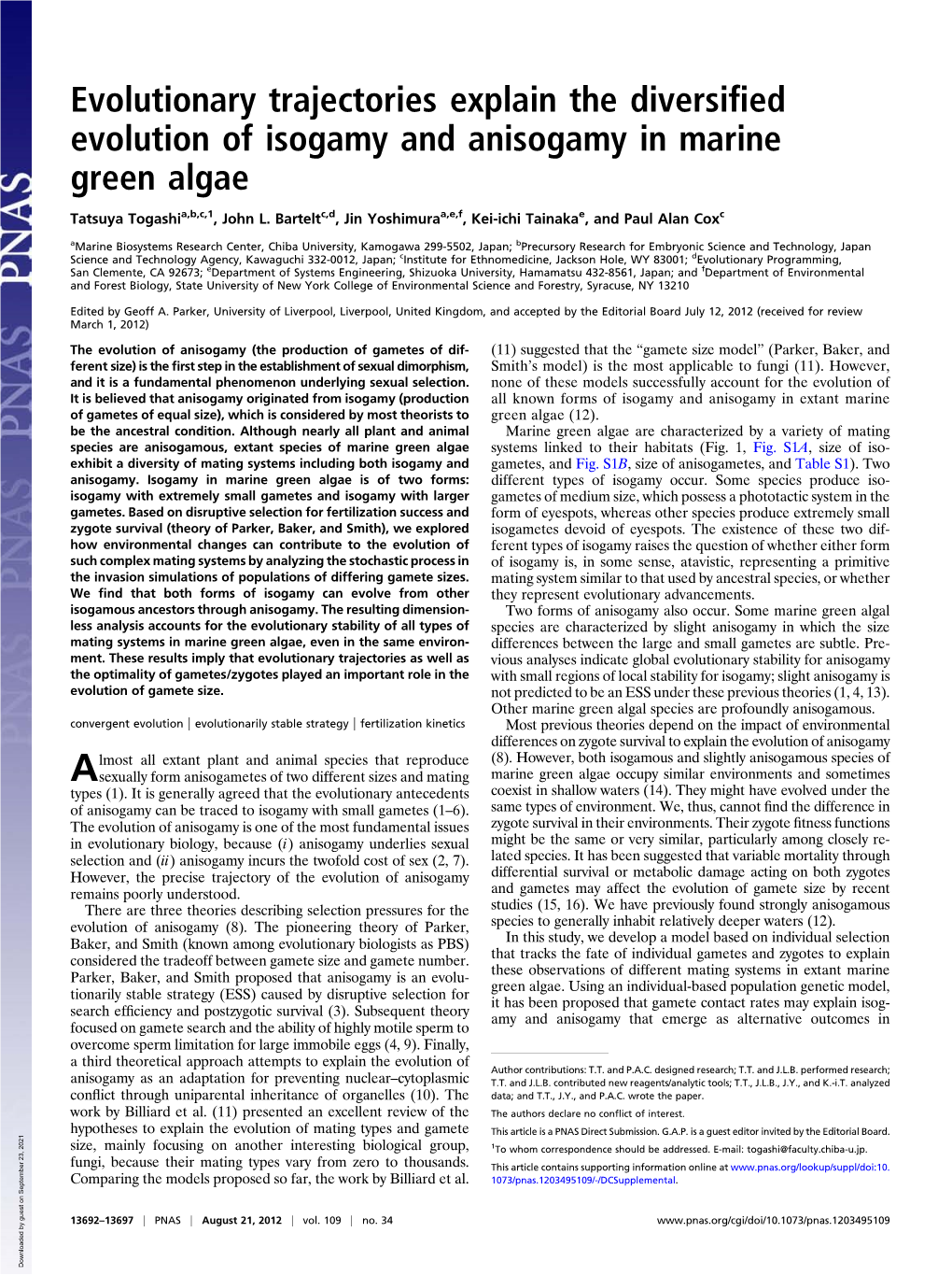 Evolutionary Trajectories Explain the Diversified Evolution of Isogamy And