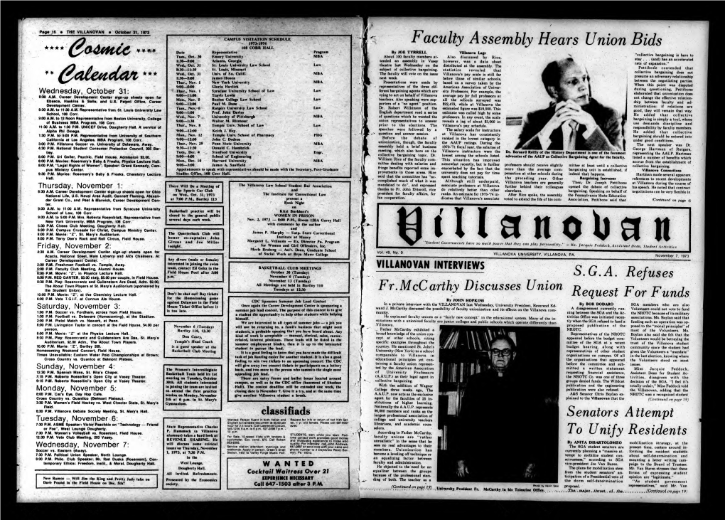 • the VILLANOVAN • October 31, 1973