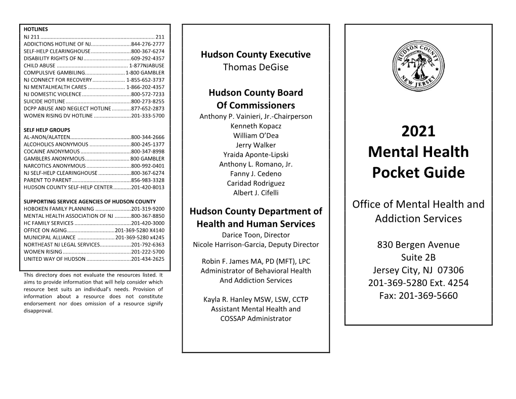 Pocket Guide HUDSON COUNTY SELF-HELP CENTER