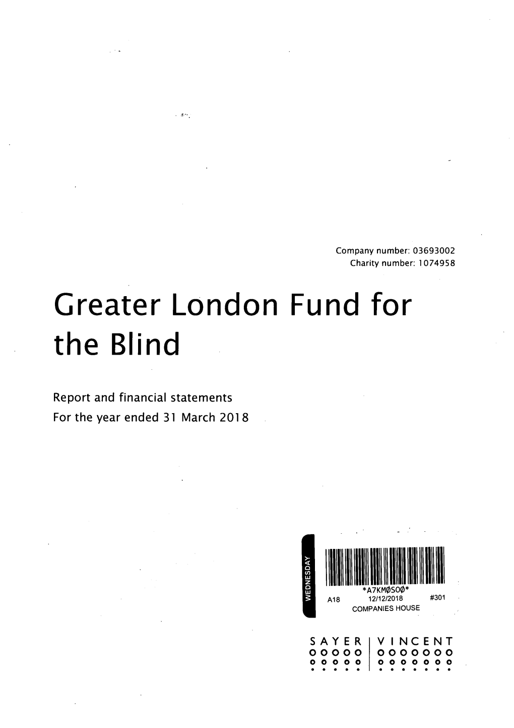 Greater London Fund for the Blind Annual
