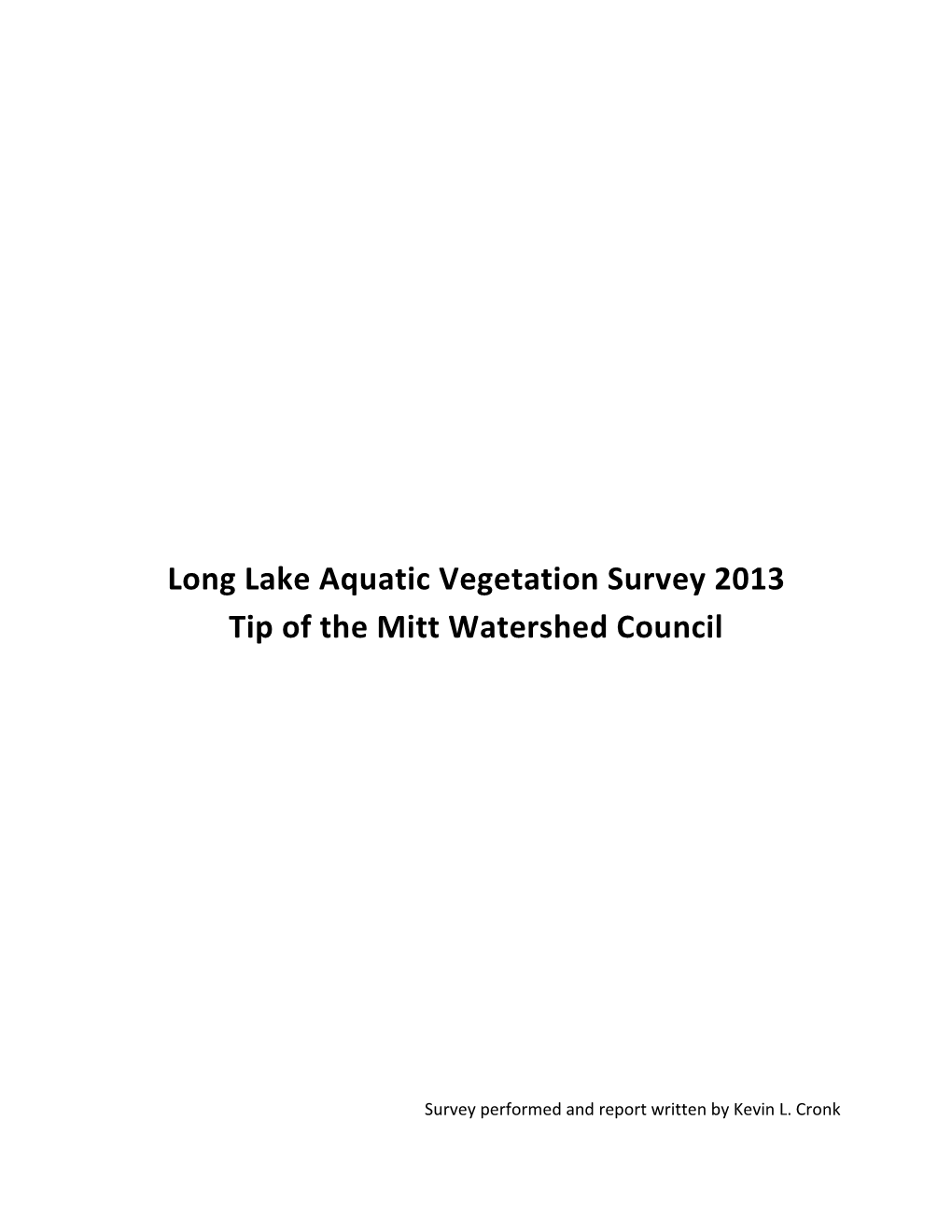 Long Lake Aquatic Plant Survey (2013)