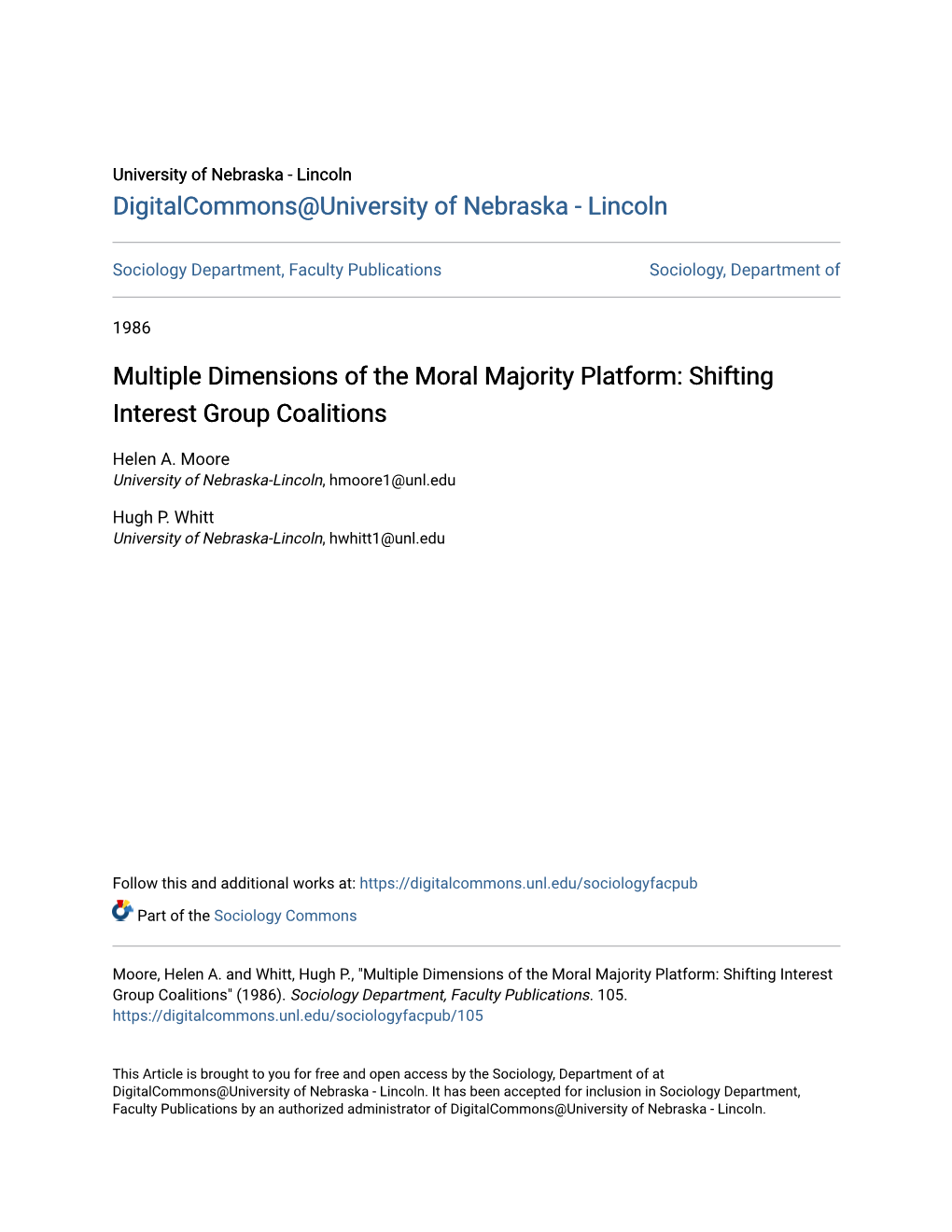 Multiple Dimensions of the Moral Majority Platform: Shifting Interest Group Coalitions