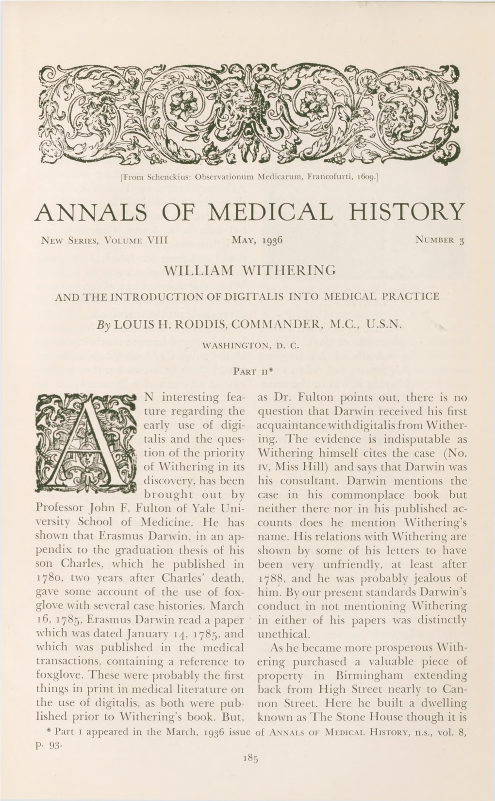 William Withering and the Introduction of Digitalis Into Medical Practice
