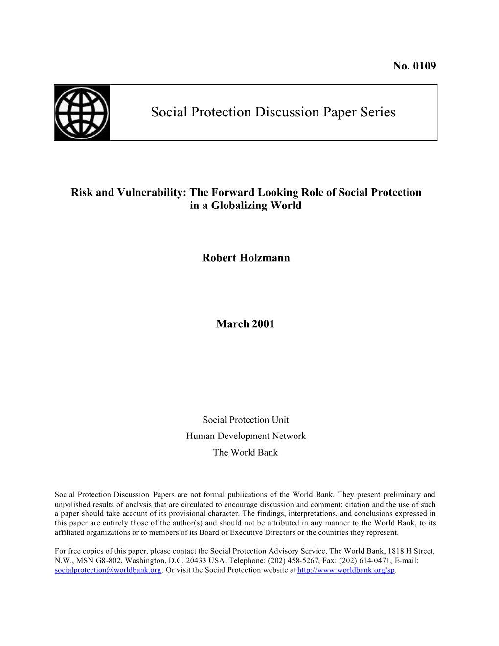 Social Protection Discussion Paper Series