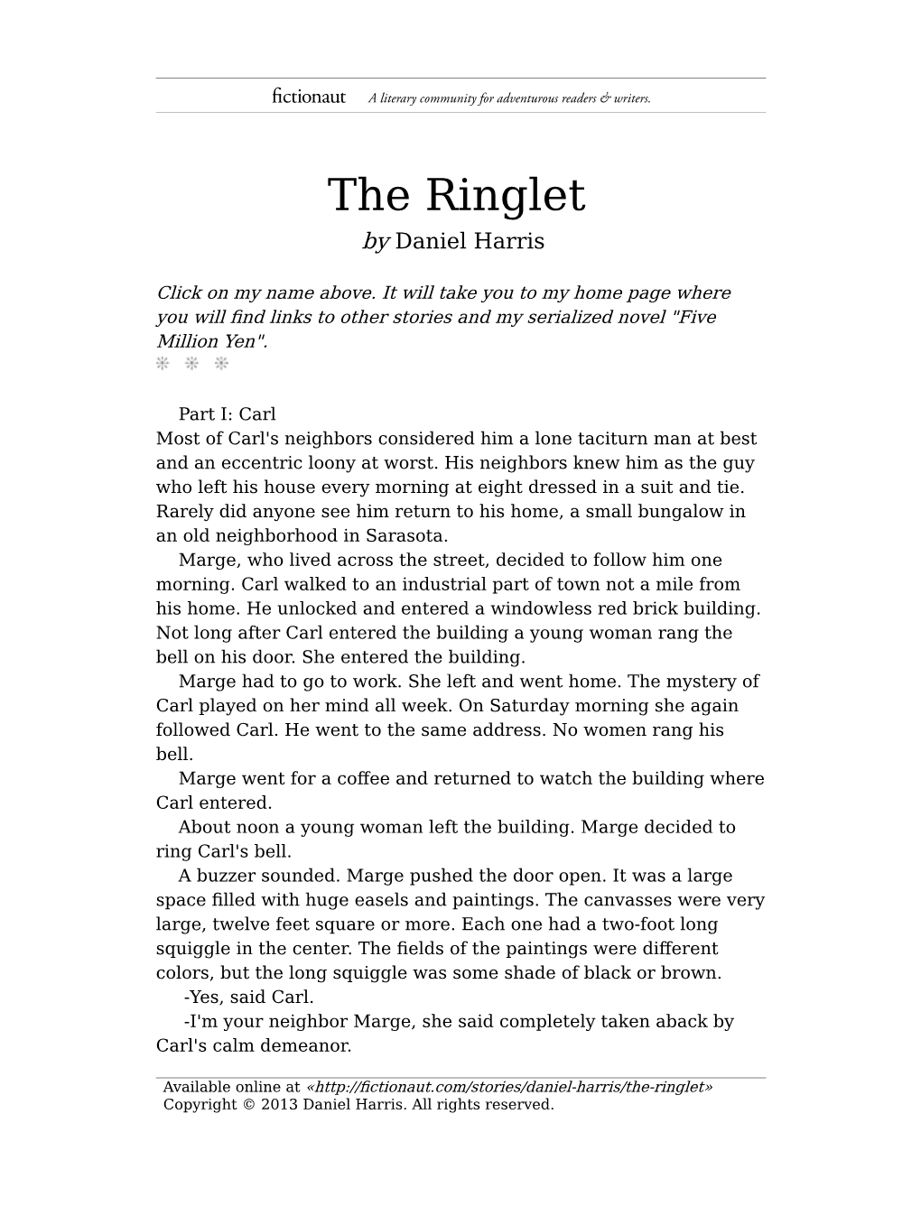 The Ringlet by Daniel Harris