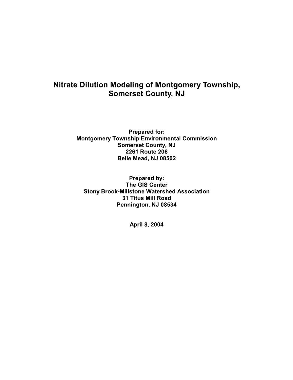 Montgomery Township N.R.I. Appendix – Nitrate Dilution