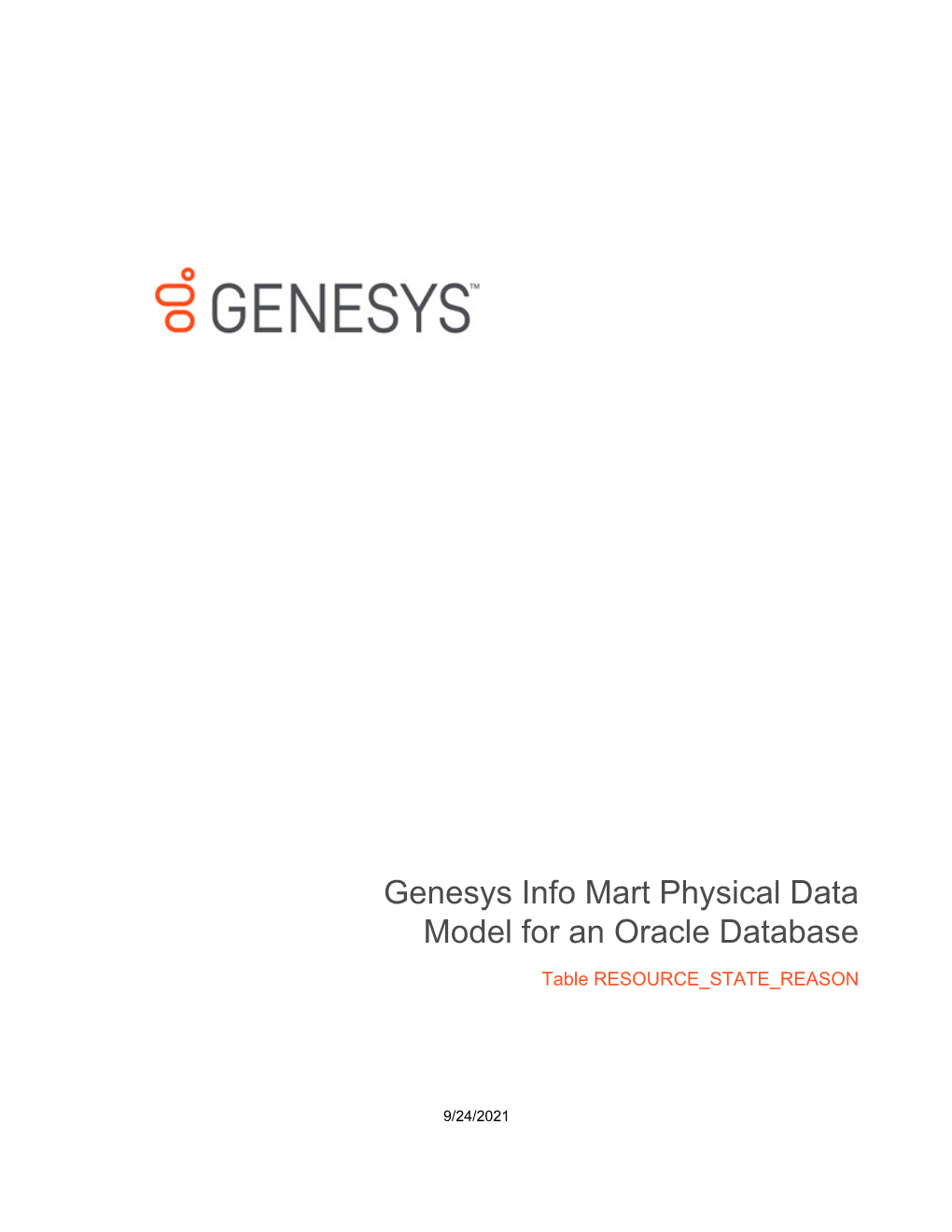 Genesys Info Mart Physical Data Model for an Oracle Database