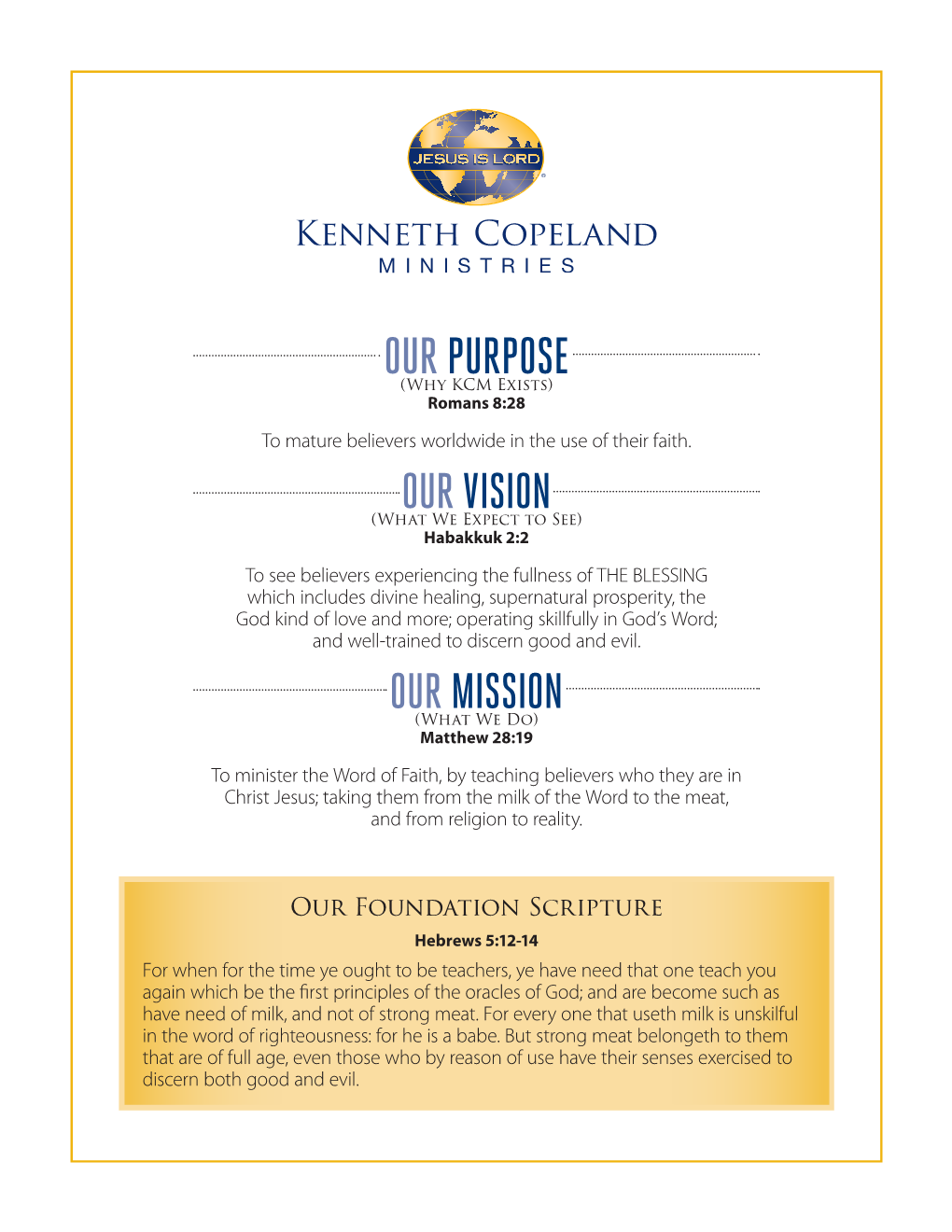 2018 KCM Purpose Vision Mission Statement.Indd