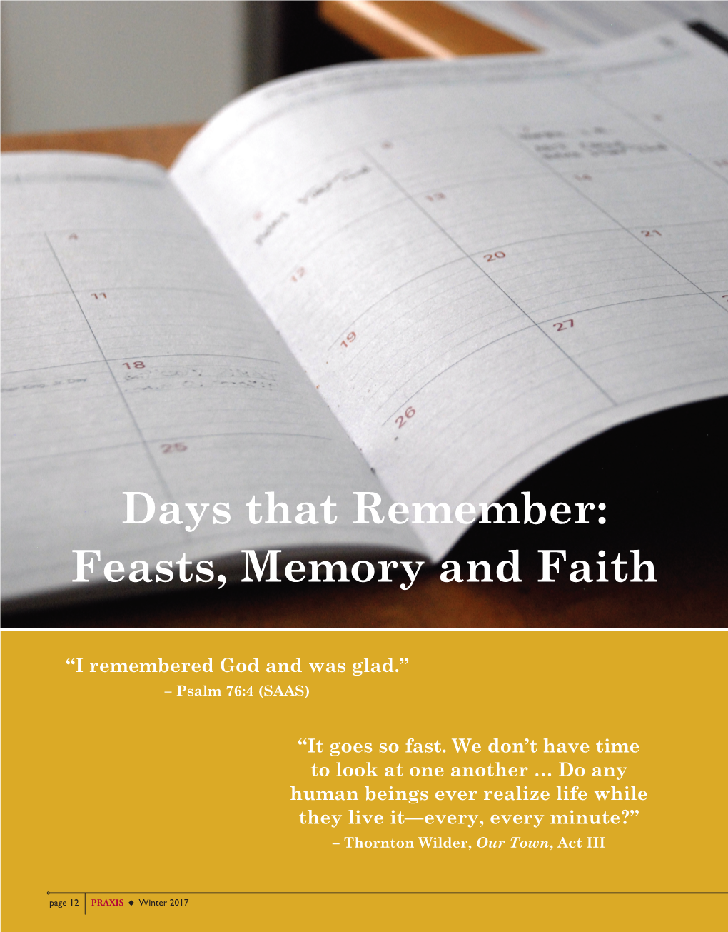 Days That Remember: Feasts, Memory and Faith