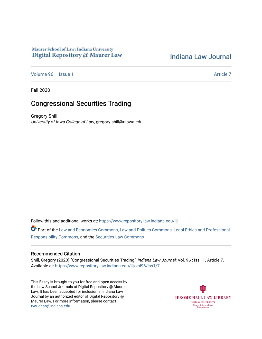 Congressional Securities Trading