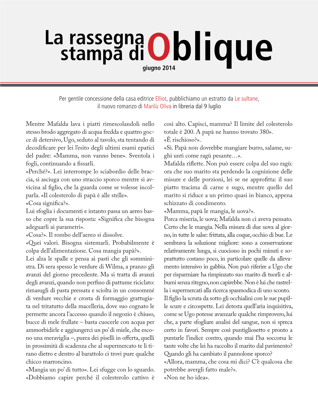 La Rassegna Stampa Dioblique Giugno 2014