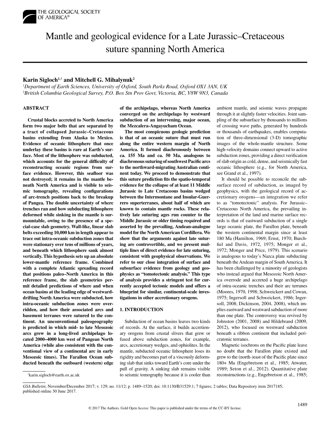 Mantle and Geological Evidence for a Late Jurassic–Cretaceous Suture