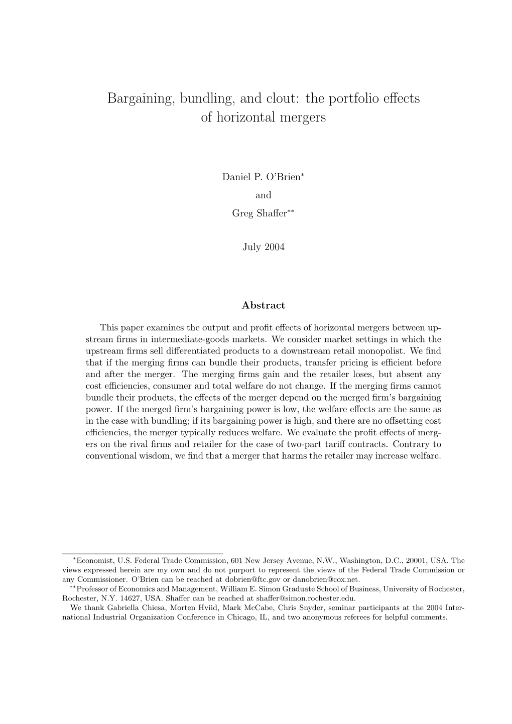 Bargaining, Bundling, and Clout: the Portfolio Effects of Horizontal Mergers