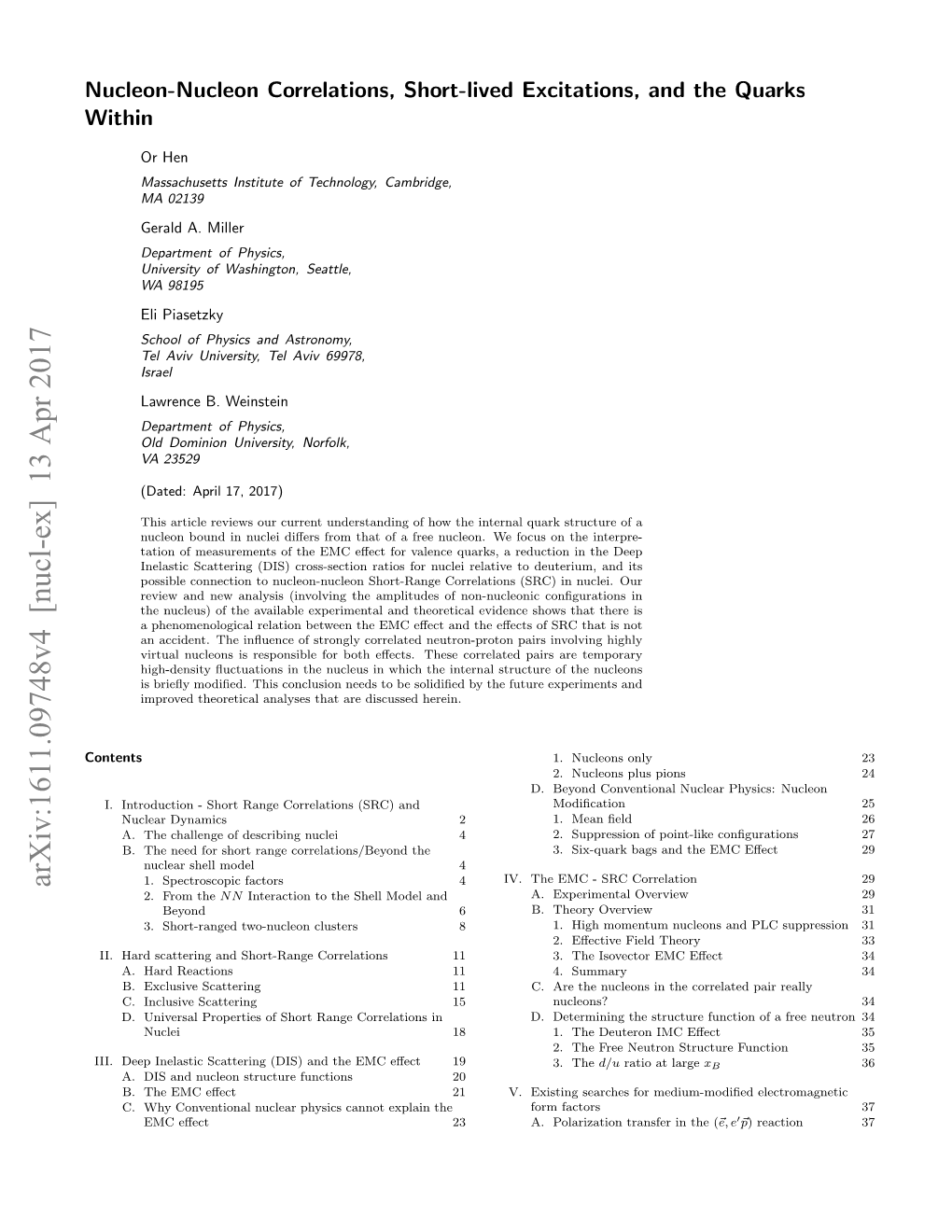 Arxiv:1611.09748V4 [Nucl-Ex] 13 Apr 2017 1