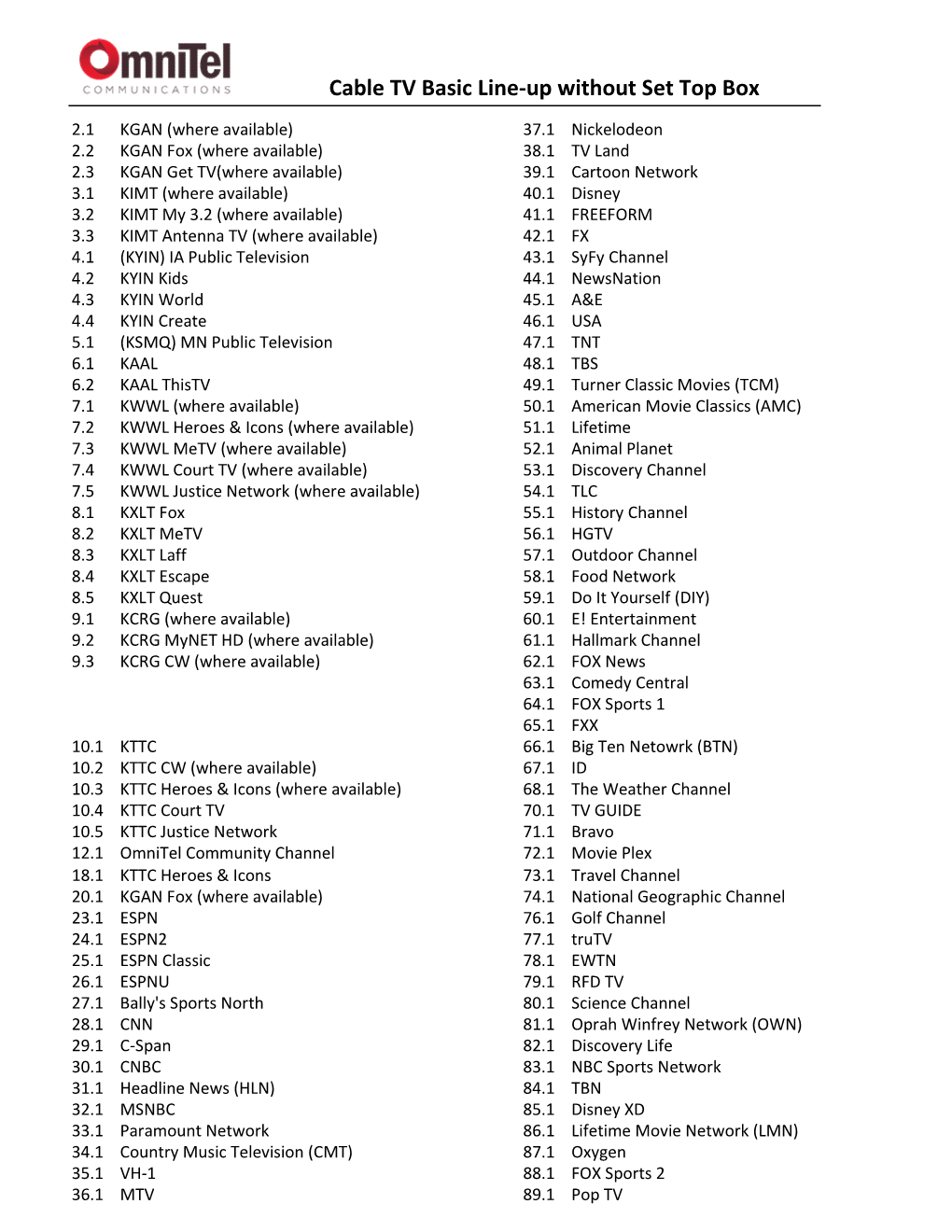 CATV Channel Guide