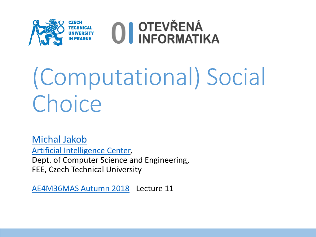 Computational Social Choice